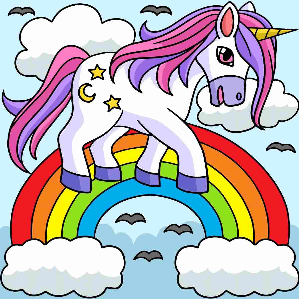 Unicorn Coloring Pages Colored