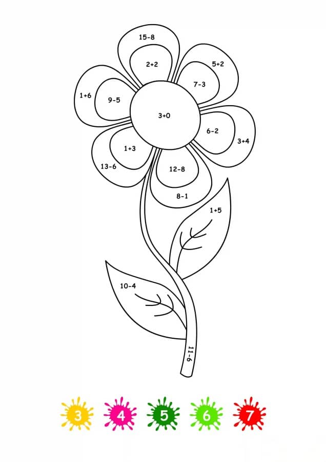 beautiful flower math problems coloring page