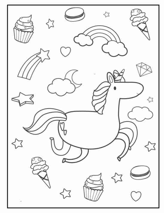 coloring pages rainbow unicorn sweet treats