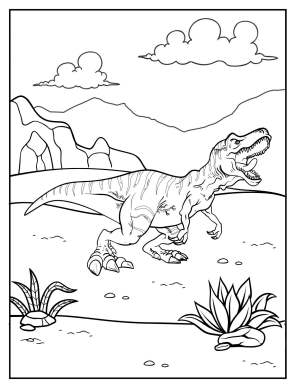 cool t-rex dinosaur coloring page