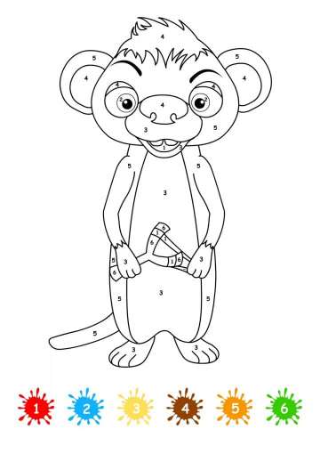 cute monkey number recognition coloring page