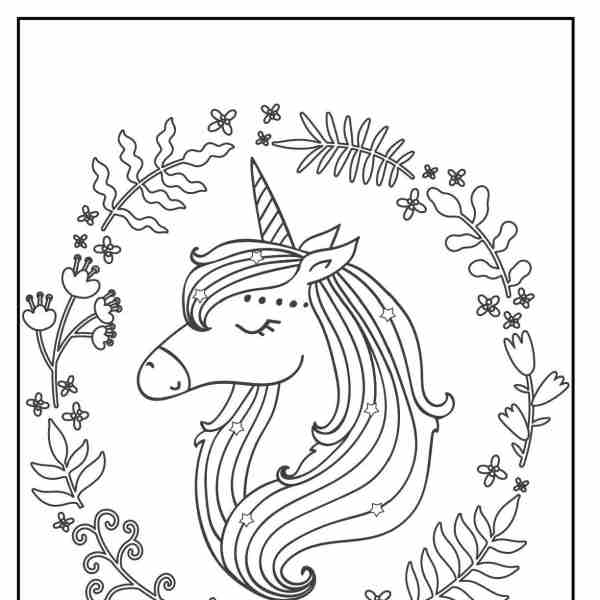 cute unicorn coloring pages botanical flower border