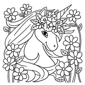 cute unicorn coloring pages flower crown design