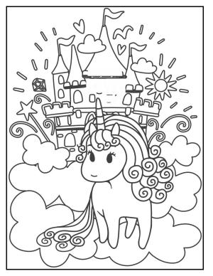 cute unicorn coloring pages magical castle setting