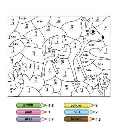 forest animals math coloring page