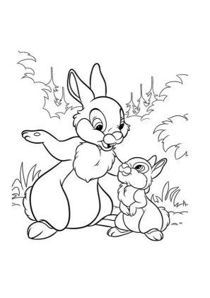 forest bunny family coloring page