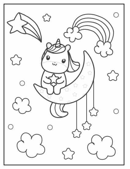 free baby unicorn coloring pages cloud hearts stars