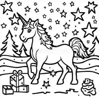 free christmas unicorn coloring pages winter wonderland
