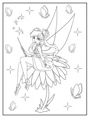 free flower fairy coloring page for girls