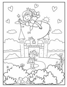 free princess adventure coloring page for girls