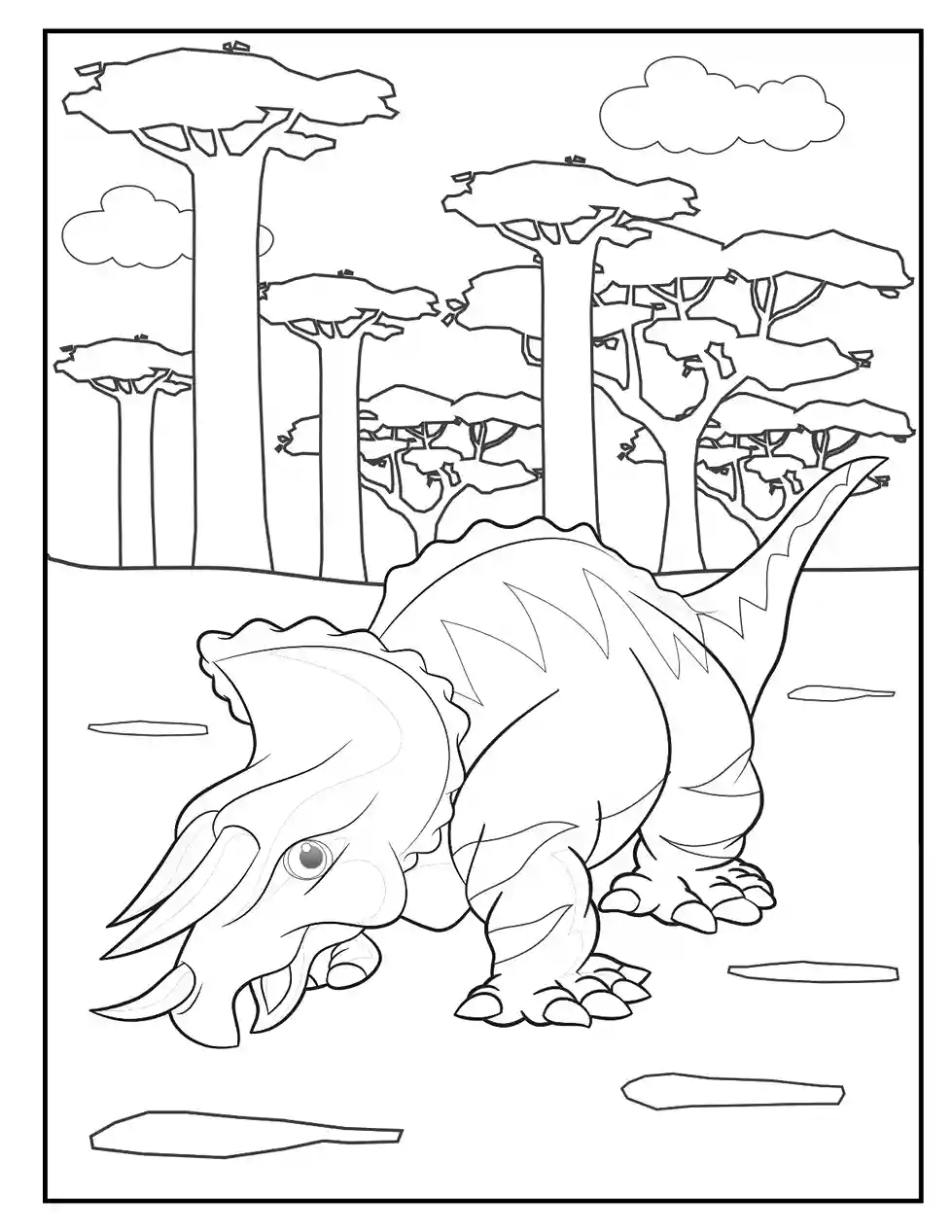fun triceratops safari coloring page