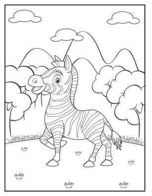 happy zebra safari coloring page