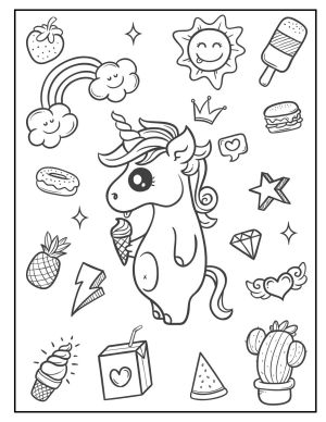 kawaii unicorn coloring pages sweet treats collection
