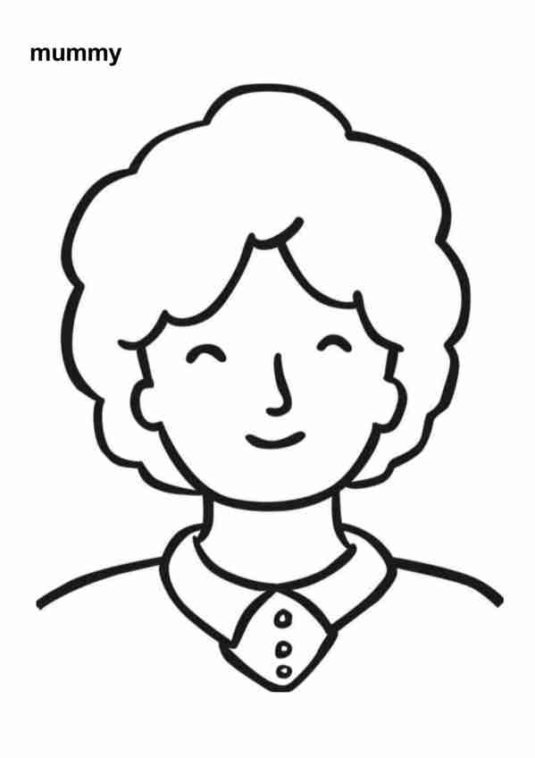 mummy family preschool coloring page