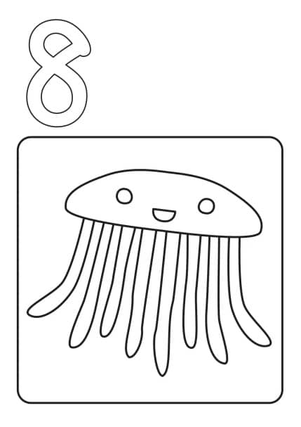 number eight jellyfish ocean coloring page