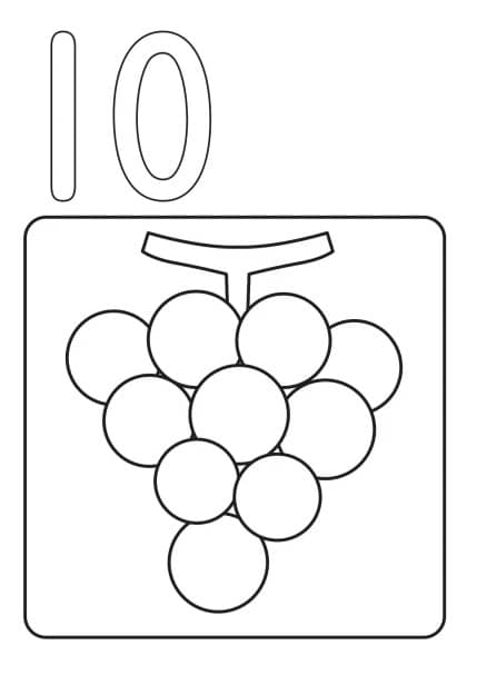 number ten grape bunch coloring page