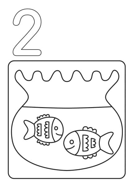 number two recognition coloring page