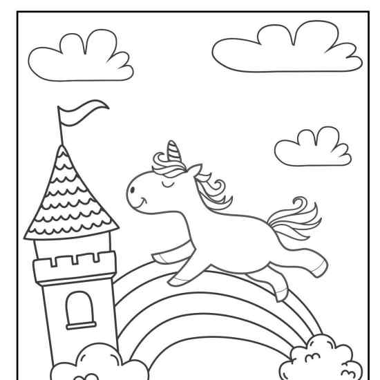 rainbow cute unicorn coloring pages castle adventure