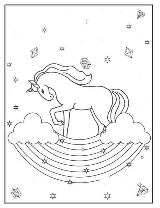 rainbow unicorn coloring pages printable gems