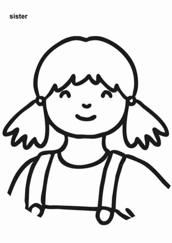 sister family preschool coloring page