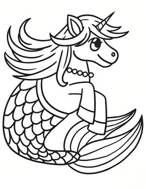 unicorn mermaid coloring pages pearl necklace elegant
